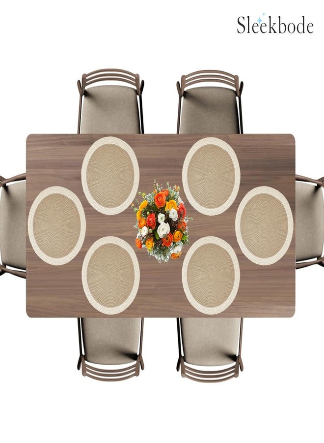 SLEEKBODE™ Placemat for Dining Table | Cotton Table Placemat Set of 2 Pieces | Bed Side Table Mat | Cotton Round Shape Placemat | Side Table Cover | Round Table Mat (Beige & Off-White) - Image 5