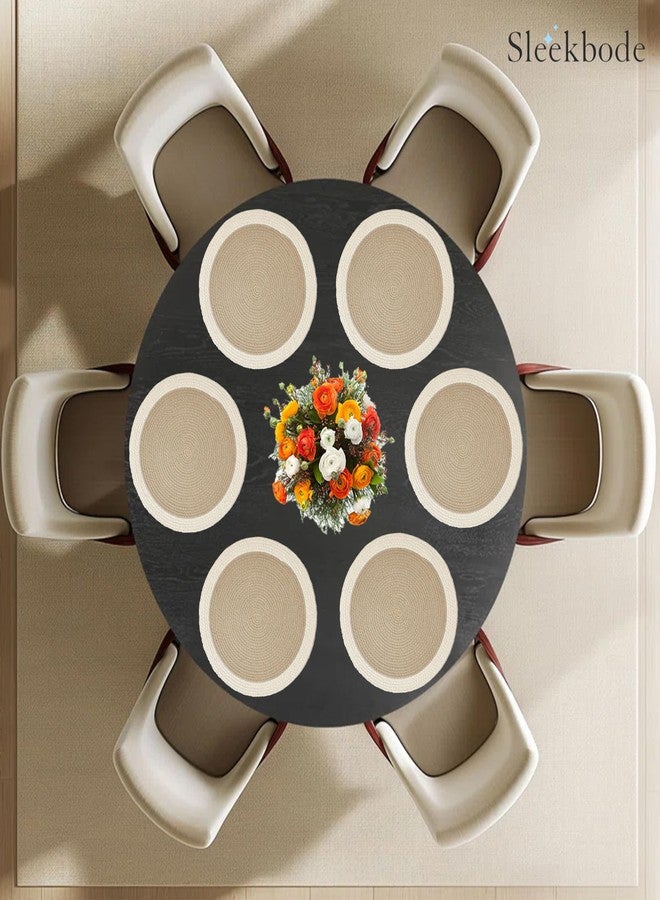 SLEEKBODE™ Placemat for Dining Table | Cotton Table Placemat Set of 2 Pieces | Bed Side Table Mat | Cotton Round Shape Placemat | Side Table Cover | Round Table Mat (Beige & Off-White) - Image 2