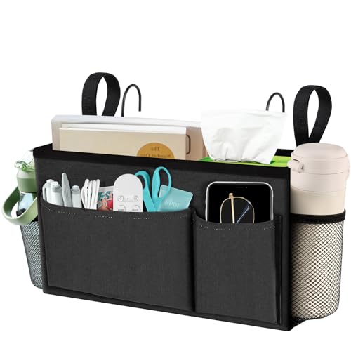 BlissTotes Bedside Caddy Bedside Storage Organizer for Bunk Bed Accessories Dorm Storage for Bedside Shelf and Bunk Bed Shelf Bed Caddy for Home Dorm Bunk Dark Gray 1 Pack - Image 1