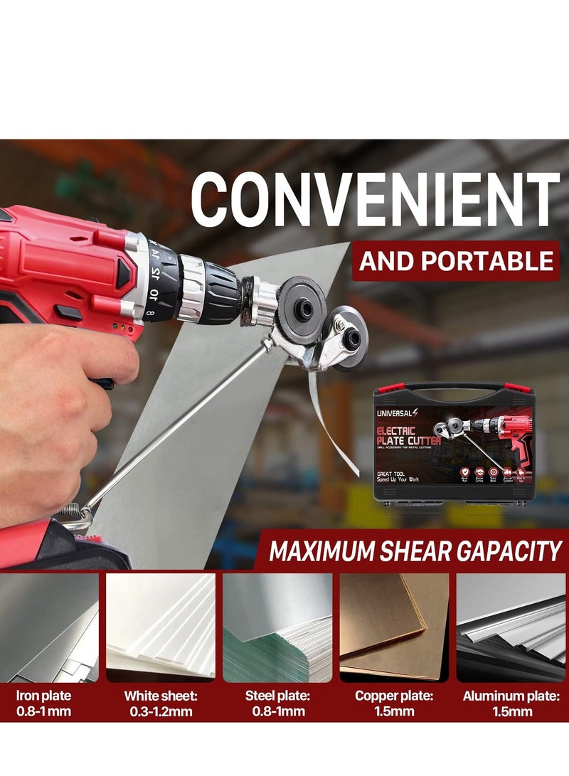 Electric Drill Plate Cutter, Universal Metal Nibbler Drill Attachment with Adapter, Portable DIY Metal Nibbler Drill Cutter Head Tool Set with Carry Case, Cutting Metal Plates Fast - Image 2