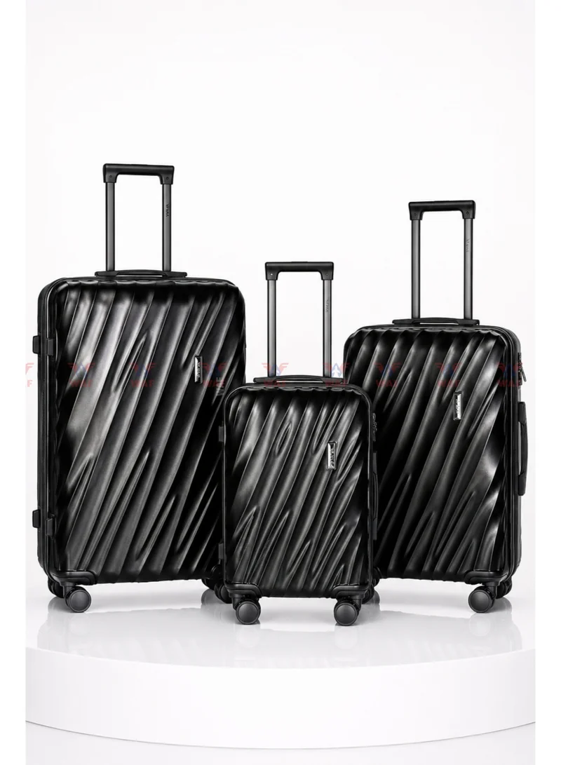 WAF Luggage Set 20 24 28 Inch WAF WAVE 3 Piece  ABS & Polycarbonate Hard Shell Suitcase with TSA Lock and 360 Spinner Wheels Silver