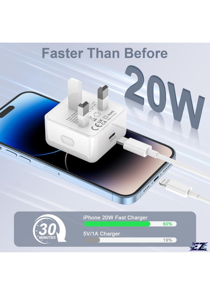 ELTRAZONE - iPhone USB-C Fast Charging Cable & Plug – 2-Pack 2M USB-C to Lightning Charger for iPhone 14 Pro Max/Plus, 13, 12, 11 - Image 1