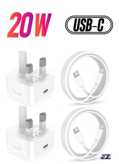 iPhone USB-C Fast Charging Cable & Plug – 2-Pack 2M USB-C to Lightning Charger for iPhone 14 Pro Max/Plus, 13, 12, 11