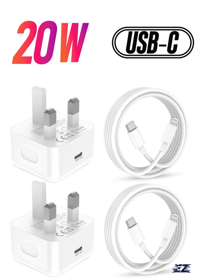 ELTRAZONE - iPhone USB-C Fast Charging Cable & Plug – 2-Pack 2M USB-C to Lightning Charger for iPhone 14 Pro Max/Plus, 13, 12, 11 - Image 1