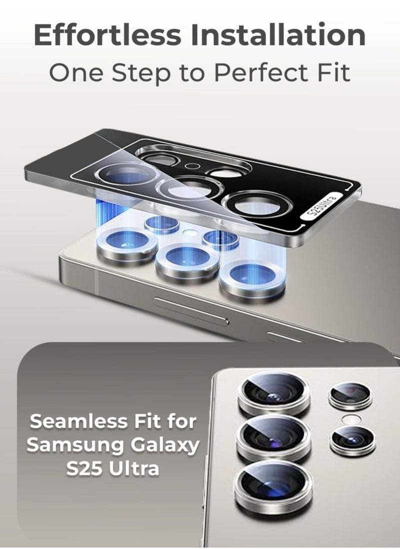 glassology Samsung Galaxy S25 Ultra Camera Lens Guard, Shatterproof, High Transparency, Case Friendly design, Premium Tempered Glass, Ensure durability and clarity. Grey  - Image 3
