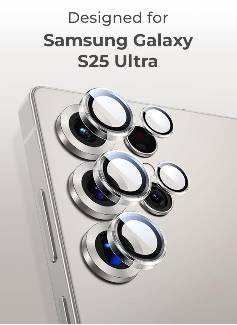 glassology Samsung Galaxy S25 Ultra Camera Lens Guard, Shatterproof, High Transparency, Case Friendly design, Premium Tempered Glass, Ensure durability and clarity. Grey  - Image 4