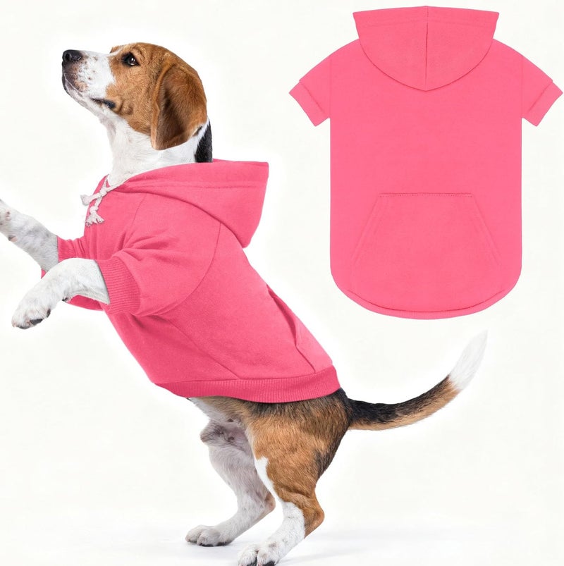 Waoduld Dog Sweaters,Dog Hoodie,Cozy Fleece Interior Sweatshirt with Hood & Pocket,Leash Hole,Pet Clothes Sweater for Small,Medium,and Large Dogs,Pink&XL - Image 1
