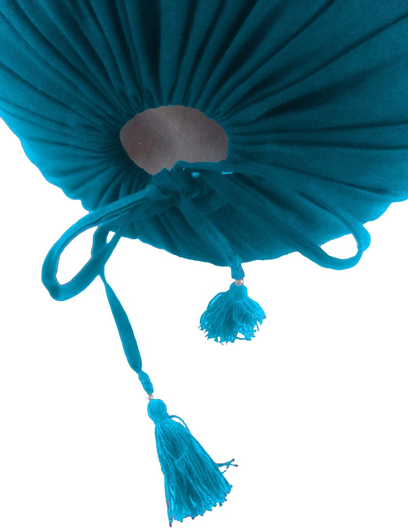 Saffron Quilted Cotton Removable Solid Bolster Cover (25 cm x 60 cm , Turquoise Blue) -Set of 2 - Image 4