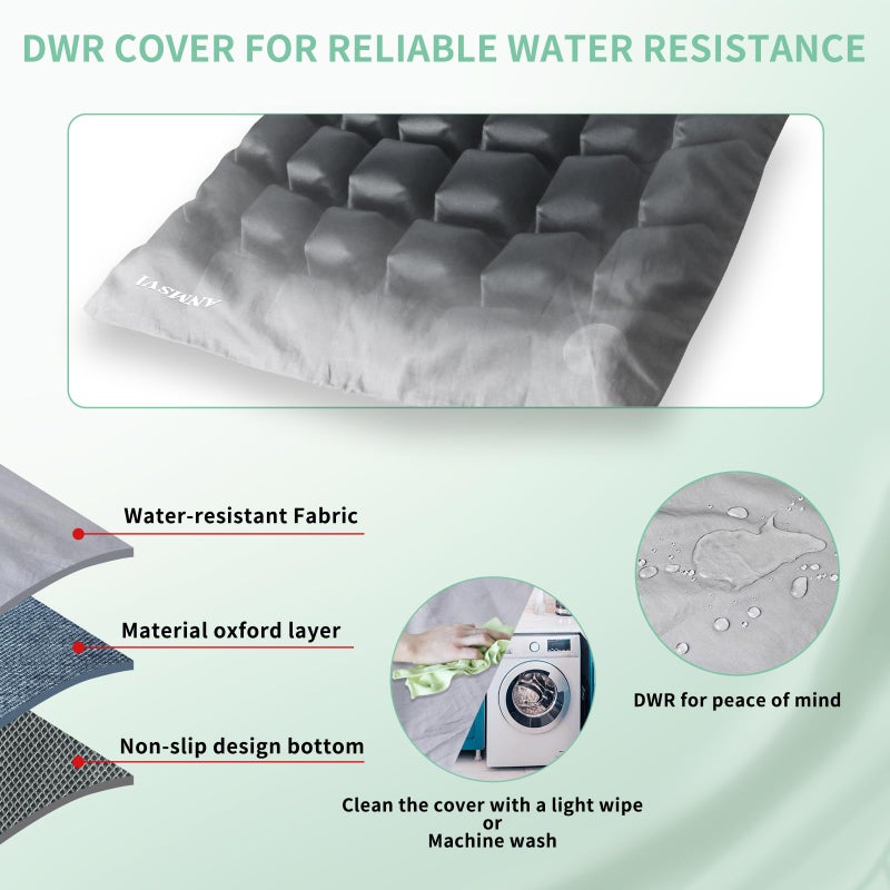 ANMSVI 3D Air Inflatable Seat Cushion for Wheelchair & Office Chair - Adjustable Firmness Pad for Sciatica, Tailbone & Lower Back Pain Relief - Breathable, Anti-Slip, Washable Cover (18x16) - Image 5