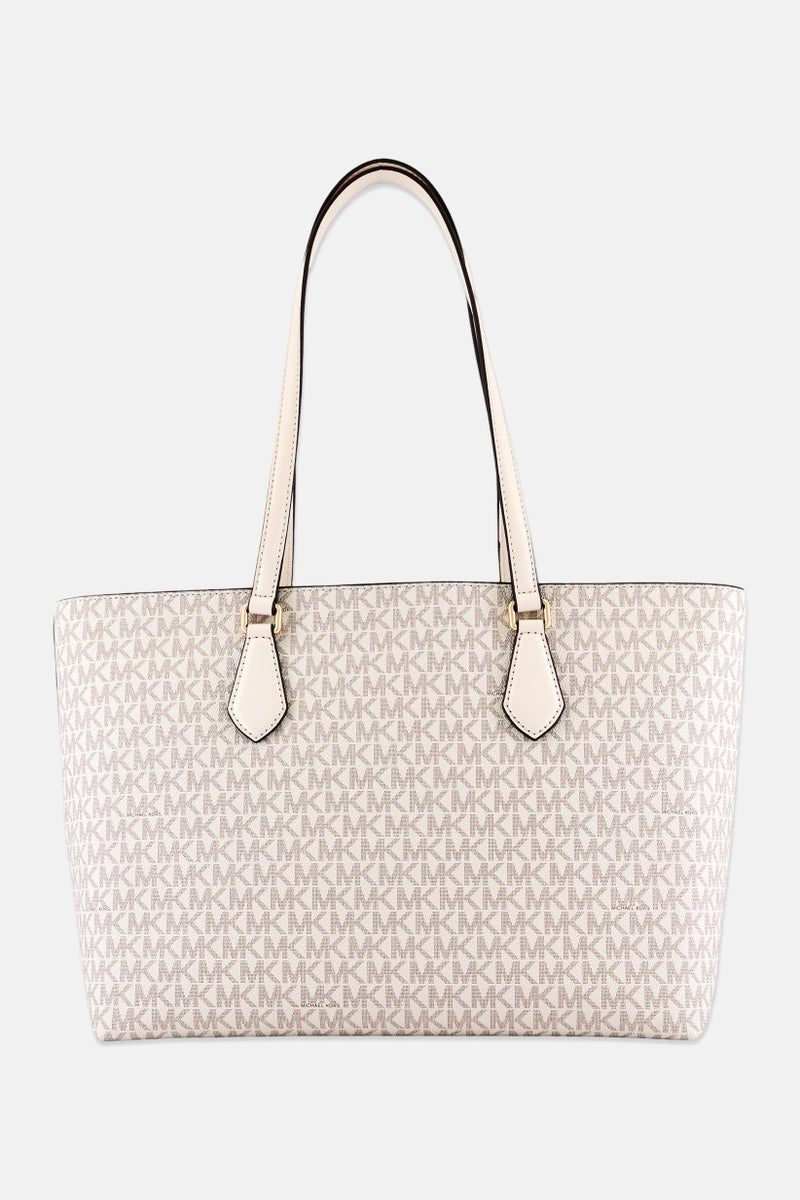 Michael Kors Women Monogram Logo Sheila Tote Bag, Cream - Image 4