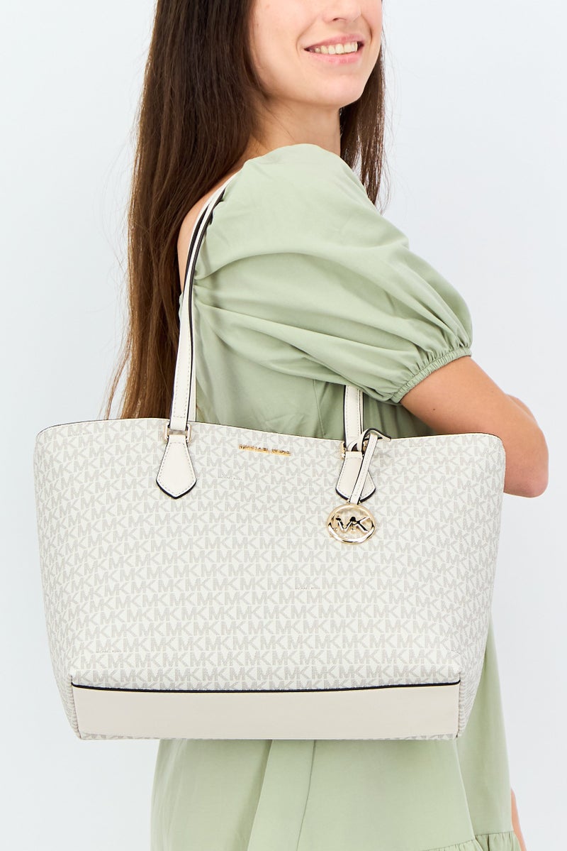 Michael Kors Women Monogram Logo Sheila Tote Bag, Cream - Image 2