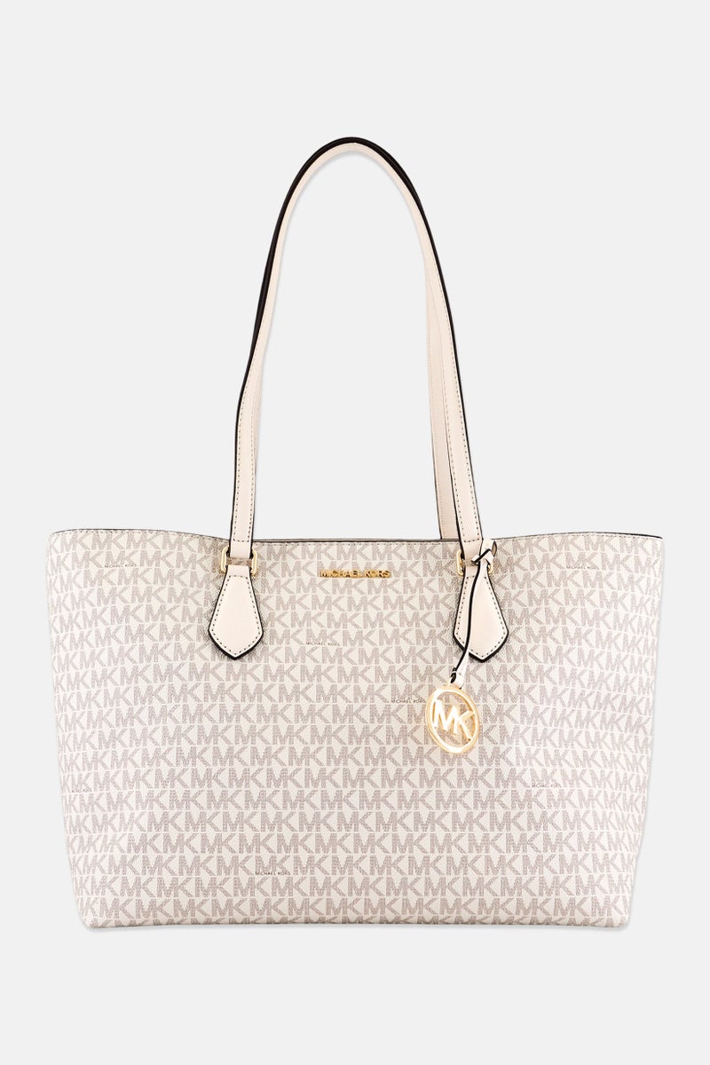Michael Kors Women Monogram Logo Sheila Tote Bag, Cream - Image 1