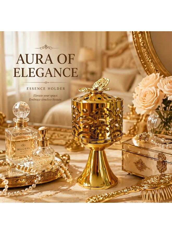 Luxurious gold hollowed-out Arabian-style incense burner Home indoor aromatherapy stove Living room bedroom atmosphere desktop ornaments holiday gifts XLE0308 - Image 4