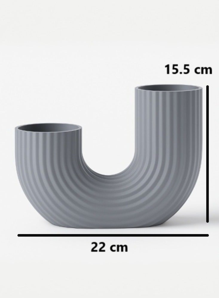 أخوة ثلاثي الأبعاد مزهرية على شكل الحرف U لديكور المنزل الحديث للطاولة المركزية لتزيين غرفة المعيشة والمكتب والمنزل - Image 2