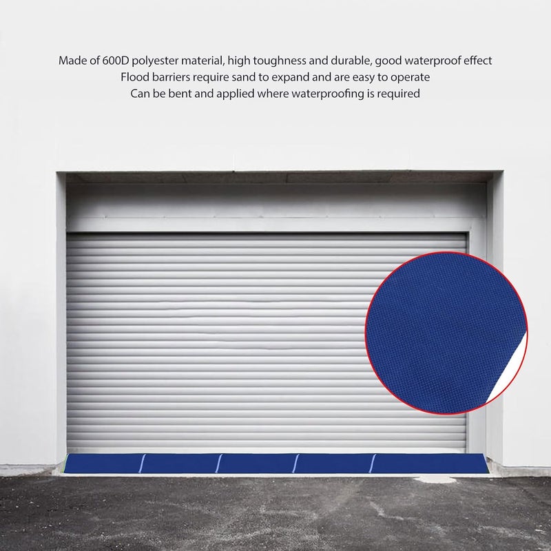 Pwshymi 10PCS Water Activated Flood Barriers, Heavy Duty 600D Polyester Sandless Flood Prevention Barrier for Garage Basement Doorways Dark,20x40cm,Blue - Image 4