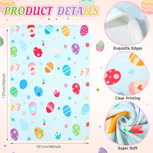 Tudomro 3 Pcs Easter Throw Blankets for Couch Soft Cozy Luxury Bunny Easter Eggs Flannel Spring Decorative Throw Blanket for Home Bed Sofa Decorations Woman Men Gifts 50 x 40 - Image 3