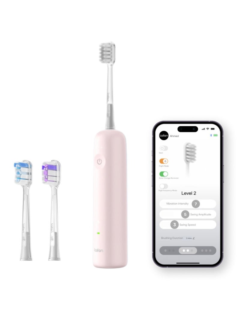 لايفن فرشاة أسنان كهربائية سونيك من لايفن ويف للبالغين - الأكثر مبيعًا عالميًا، العلامة التجارية الأولى للعناية بالفم عالميًا - فرشاة أسنان ذكية مع تحكم بالتطبيق، تنظيف بالاهتزاز والتذبذب، 3 رؤوس فرشاة، مقاومة للماء IPX7، شحن مغناطيسي للسفر  و الاستخدام اليومي، ABS وردي - Image 1