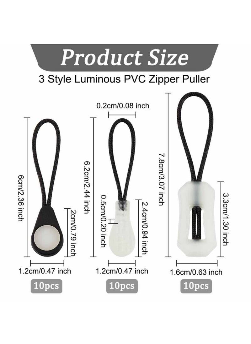SYOSI - SYOSI 30pcs Luminous Zipper Pulls, Zipper Extender Replacement Zipper Pull Head Glow in The Dark Zipper Pull Head for Luggage Backpacks Jackets Purses Handbags Clothing - Image 1