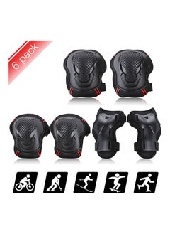 Knee Pads Set 6 Protector Kit Knee Pads Elbow Pads Wrist Guards Protective Equipment Set Safety Protection Pads for Skateboard Cycling Riding S 30*4*18cm