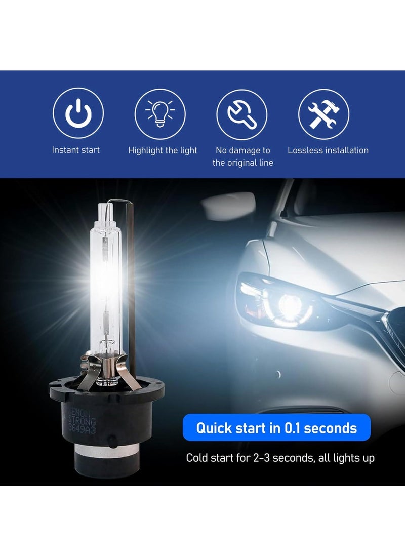 SYOSI - Car D2S HID Xenon Bulbs, 6000K Cool White Super Bright, Metal Snap Ring and Base, Plug and Play, High Beam/Low Beam Replacement, Universal Fit for Cars, 2 PCS - Image 1