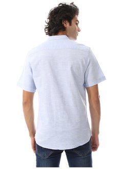 Andora Solid Linen Short Sleeve Oxford Shirt _ Sky Blue  - Image 3