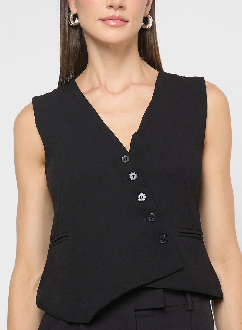 ELLA Asymmetric Buttoned Vest Top - Image 3
