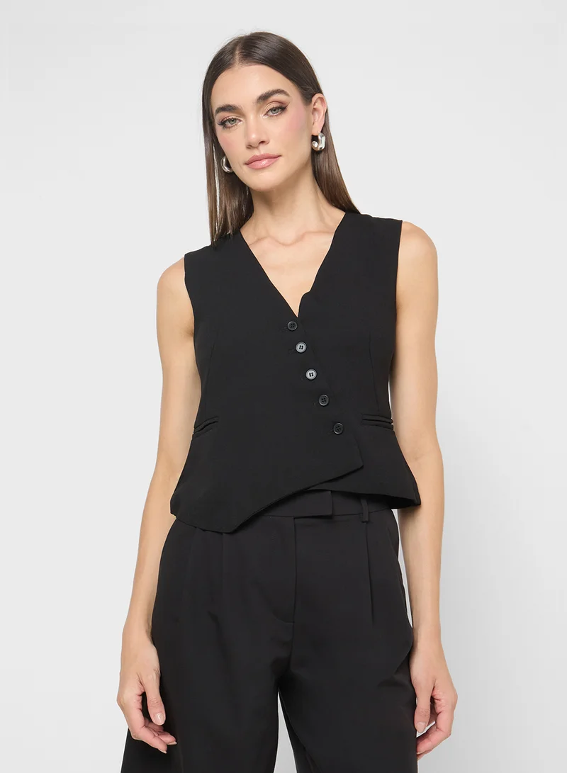 ايلا Asymmetric Buttoned Vest Top