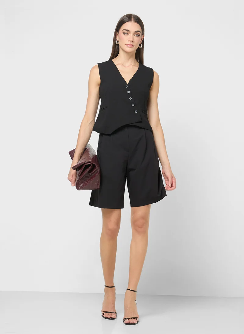 ELLA Asymmetric Buttoned Vest Top