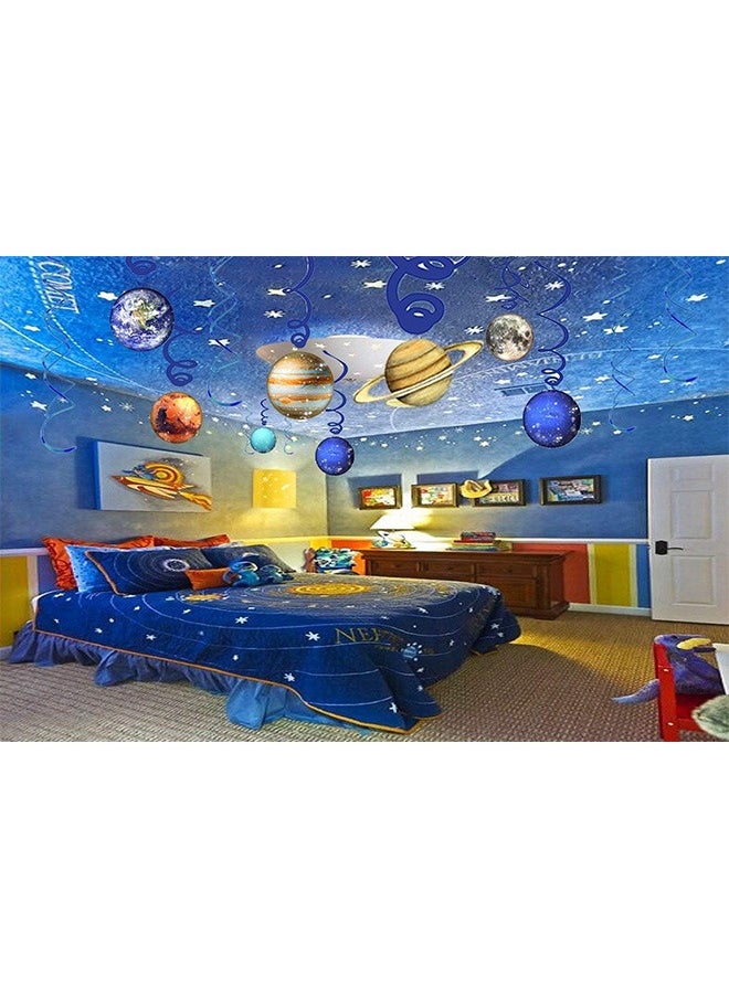 Bukela Space Hanging Decor, Solar System Hanging Swirl Party Supplies, Space Happy Birthday Banner for Boys Girls Kids, Space Themed Planets Party Favor Supplies 30PCS, Birthday Party Decoration  - Image 4