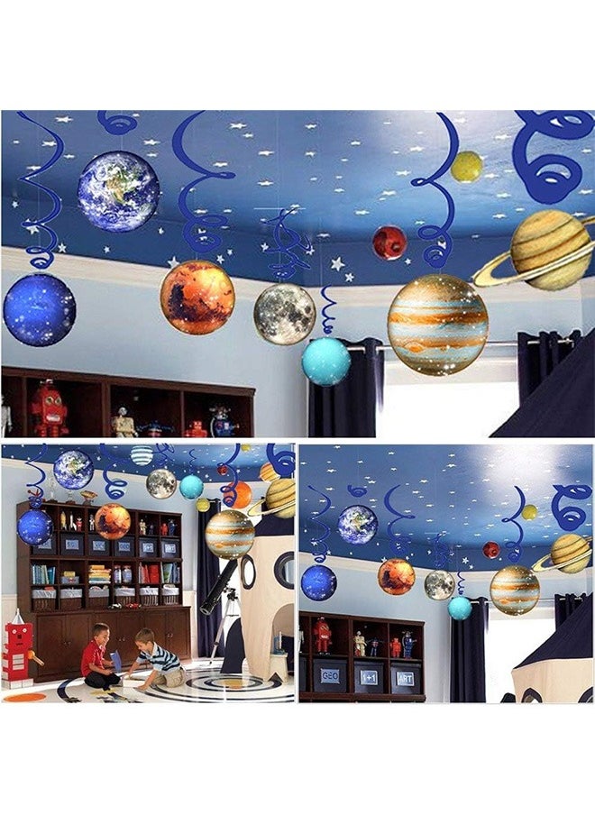 Bukela Space Hanging Decor, Solar System Hanging Swirl Party Supplies, Space Happy Birthday Banner for Boys Girls Kids, Space Themed Planets Party Favor Supplies 30PCS, Birthday Party Decoration  - Image 5