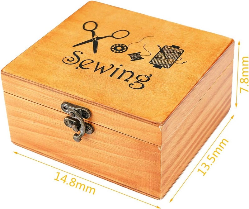 BTU Sewing Kit, Wooden Sewing Kit Box for Adults, Wooden Sewing Basket with Accessories, Home Sewing Basket Stitching Repair Kit for Beginner, Women, Men (Brown) - Image 2