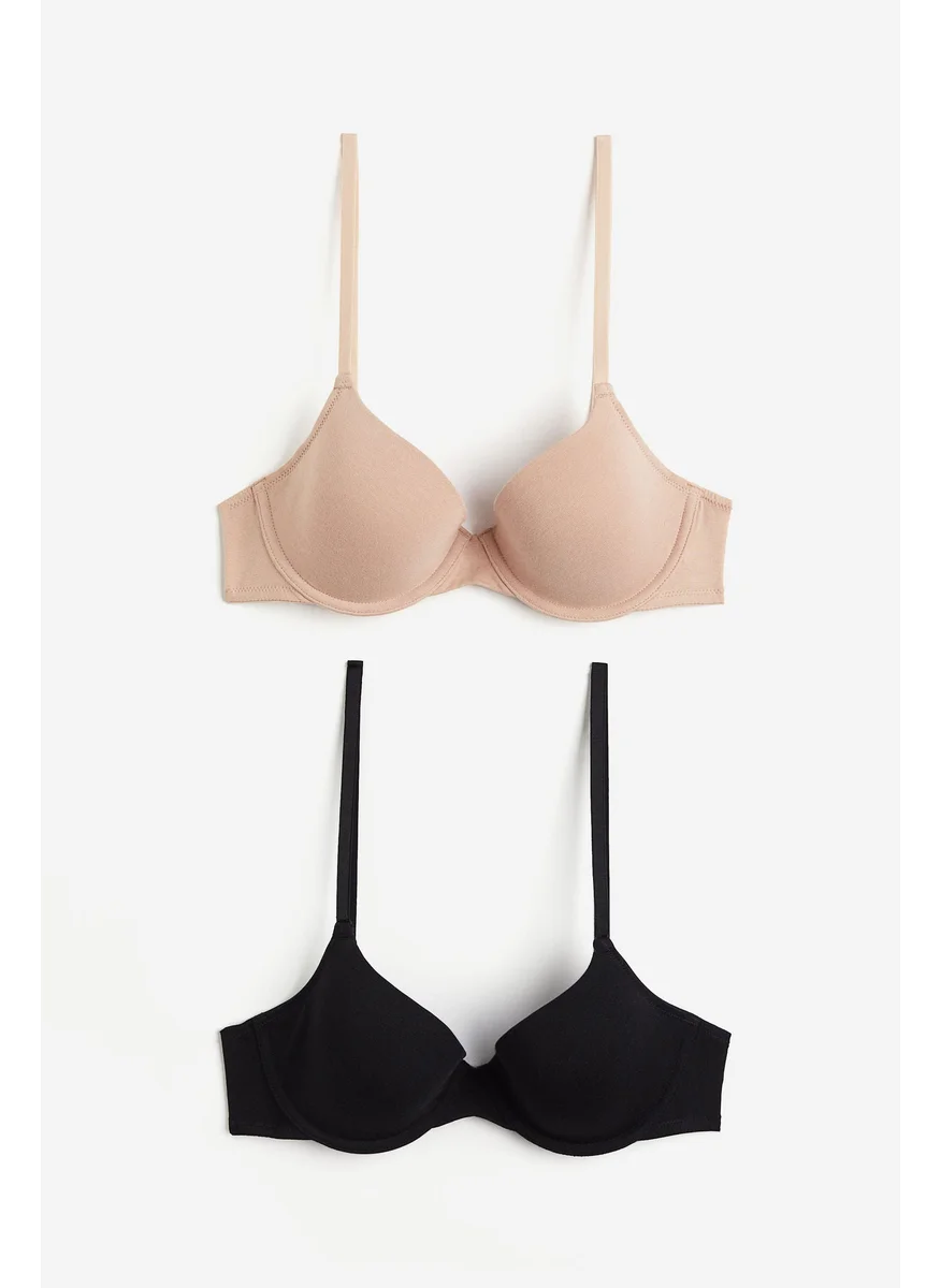 H&M 2-Pack Padded Cotton T-Shirt Bras