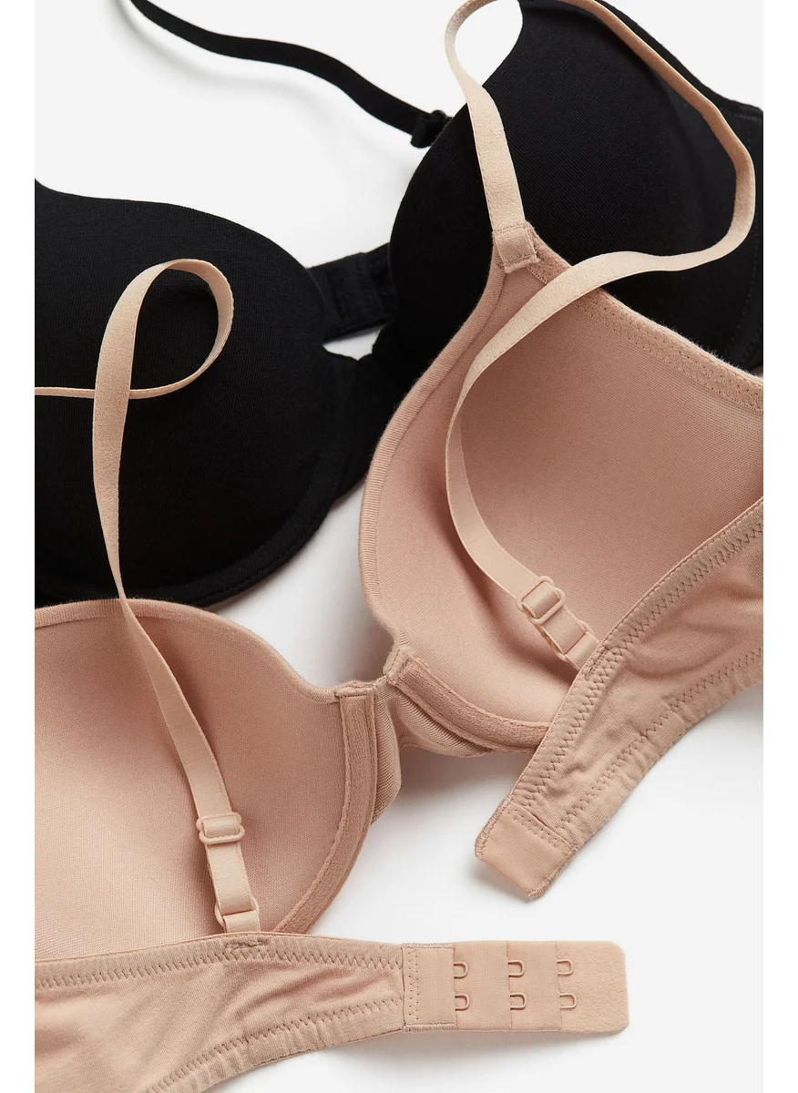 H&M 2-Pack Padded Cotton T-Shirt Bras