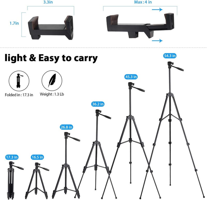 Osaka OS 550 Tripod 55 Inches (140 cm) with Mobile Holder and Carry Case for Smartphone & DSLR Camera Portable Lightweight Aluminium Tripod - Image 2