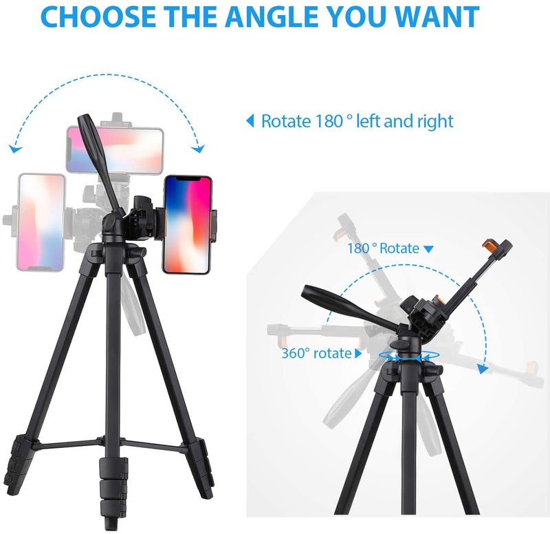 Osaka OS 550 Tripod 55 Inches (140 cm) with Mobile Holder and Carry Case for Smartphone & DSLR Camera Portable Lightweight Aluminium Tripod - Image 5