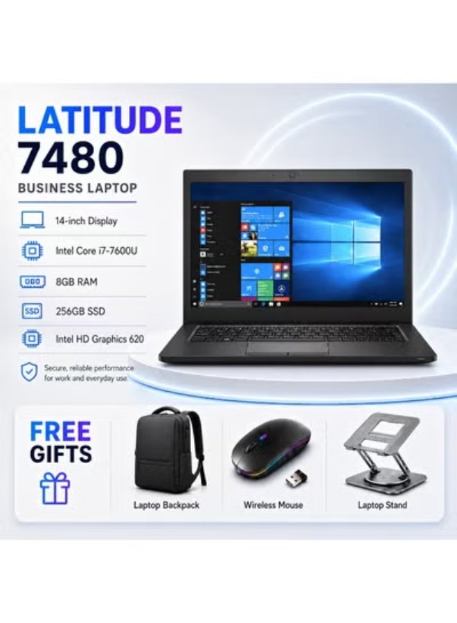 Laptop 14 Inch Display Core i7 8GB RAM 256GB SSD Integrated Graphics with Wireless Mouse Laptop Backpack and Laptop Stand - Image 1