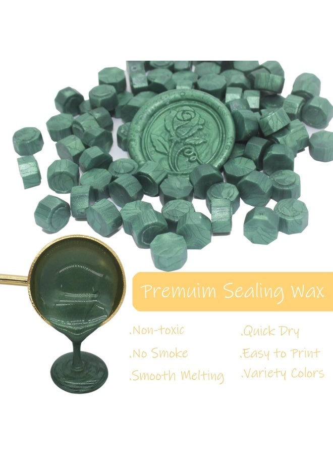 600 Pcs Pine Green Octagonal Sealing Wax Beads, Premium Odorless Wax Pellets for Stamp Sealing, DIY Craft Supplies for Envelopes Wedding Invitations - Image 4