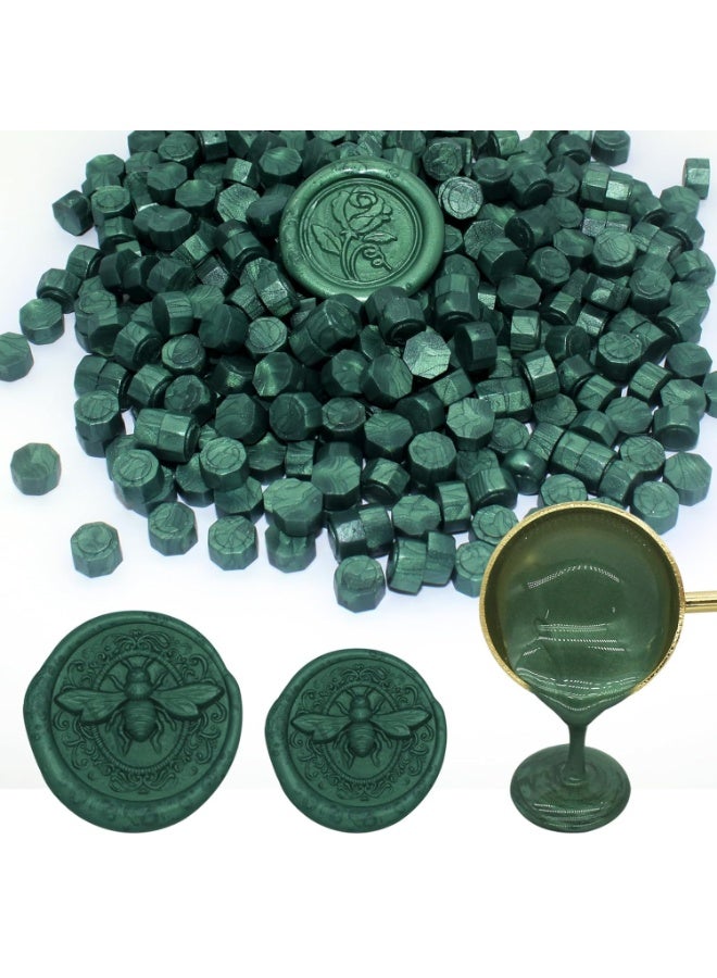 600 Pcs Pine Green Octagonal Sealing Wax Beads, Premium Odorless Wax Pellets for Stamp Sealing, DIY Craft Supplies for Envelopes Wedding Invitations - Image 2
