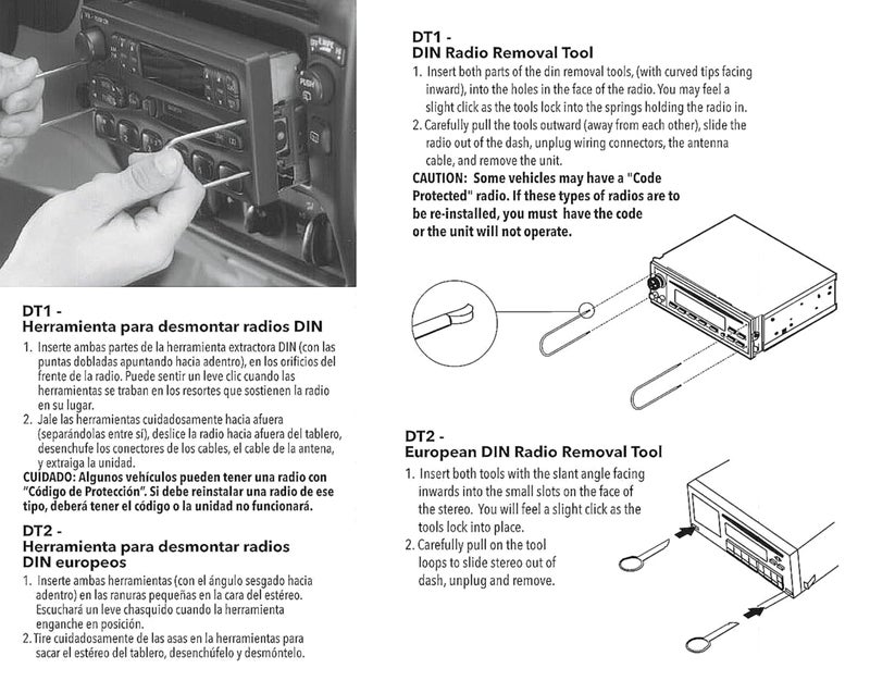 Scosche DT1 Automotive Car Radio DIN Removal Tool Kit - Essential Factory Radio Removal Keys - Stereo Removal Pry Tool Set - Audi, Ford, Mercedes, VW and More - Compact Car Audio Installer Equipment - Image 4