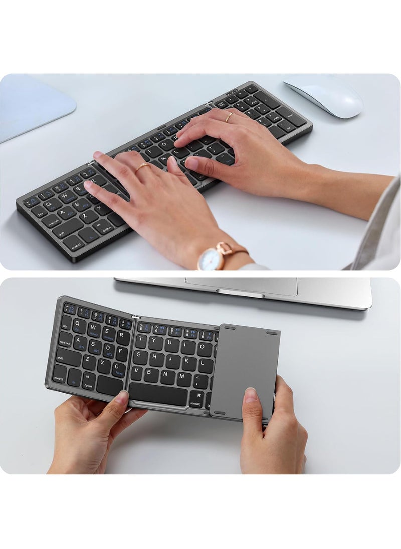 Foldable Bluetooth Keyboard Folding Wireless Keyboard with Number Pad Multi-Device and Rechargeable Keyboard for iPad iPhone Android Windows Laptop Desktop Tablet and PC - pzsku/Z4C0CA51B58392D8ECF54Z/45/_/1712051575/769955e0-c1b0-424f-ad52-790a251b4019