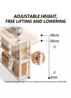 Home Office Desk With Adjustable Height Of Shelves, Portable Small Computer Desk With Rollers, Stable And Durable 80 40 60-90cm - pzsku/Z4C0CAB84847458EB9D4CZ/45/_/1722821159/3c48dae6-d8ed-4d7d-9ac8-cadf16d9a53e