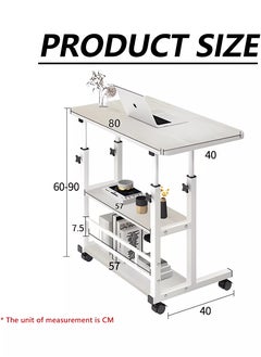 Home Office Desk With Adjustable Height Of Shelves, Portable Small Computer Desk With Rollers, Stable And Durable 80 40 60-90cm - pzsku/Z4C0CAB84847458EB9D4CZ/45/_/1722821161/01f2a092-2c39-4154-8aaa-81cddeafd192