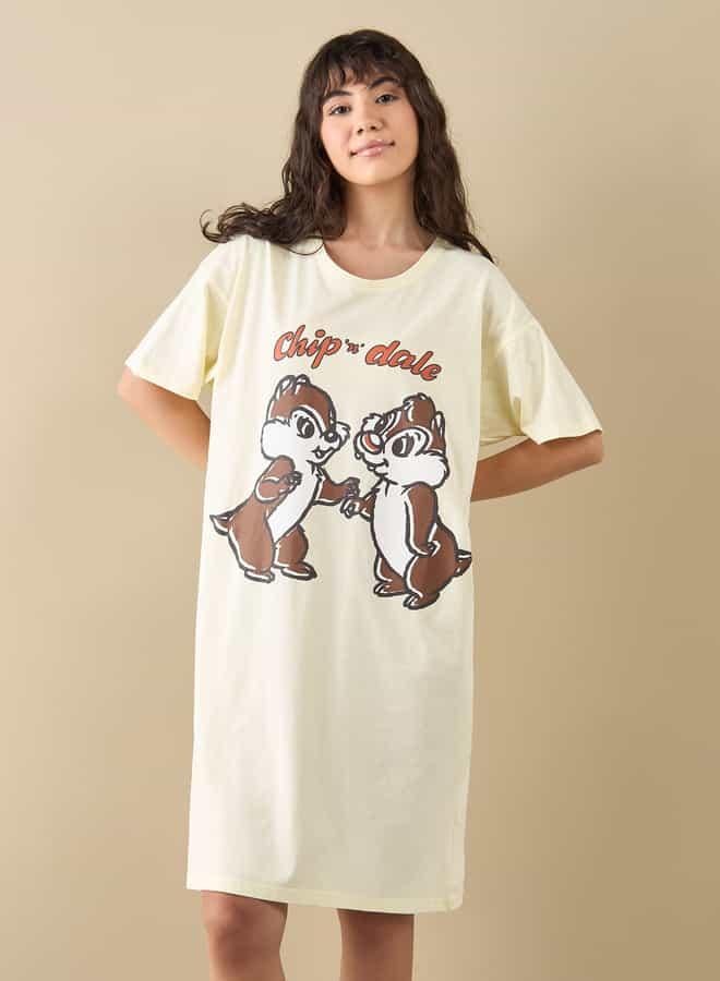 Splash FAV Chip 'N' Dale Print Sleepshirt with Short Sleeves  - Image 1