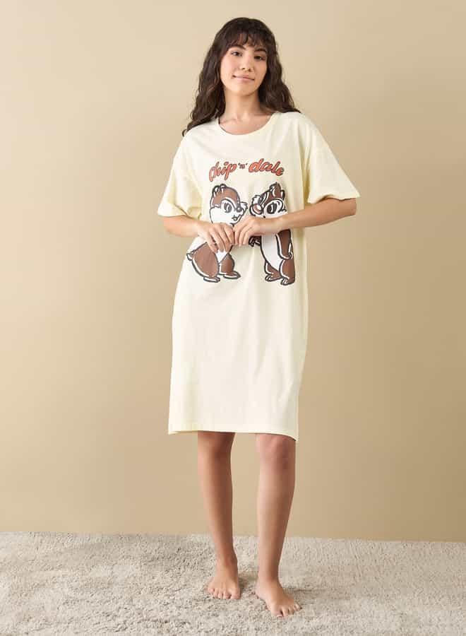 Splash FAV Chip 'N' Dale Print Sleepshirt with Short Sleeves  - Image 2