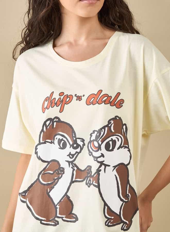 Splash FAV Chip 'N' Dale Print Sleepshirt with Short Sleeves  - Image 4