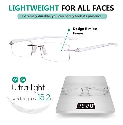 Eyekepper Small Lenes Rimless Reading Glasses Women - Frameless Reader Eyeglasses for Men Reading with Transparent Arms +0.75 - Image 5
