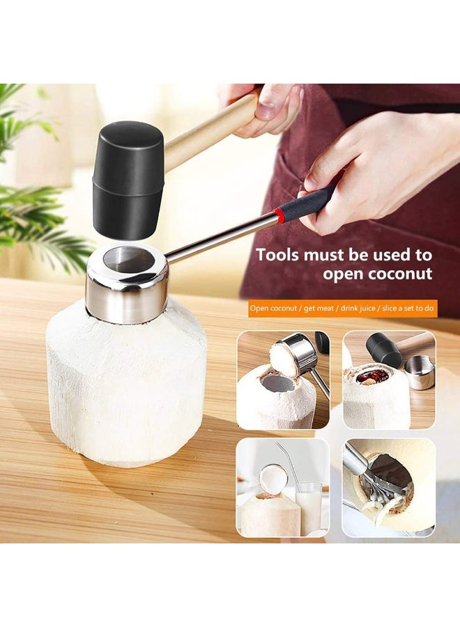 Bluejw Coconut Opener Tool Set, Food Grade Stainless Steel Coconut, Opener Coconut Breaker Kit for Coconut Young/Mature - Image 5