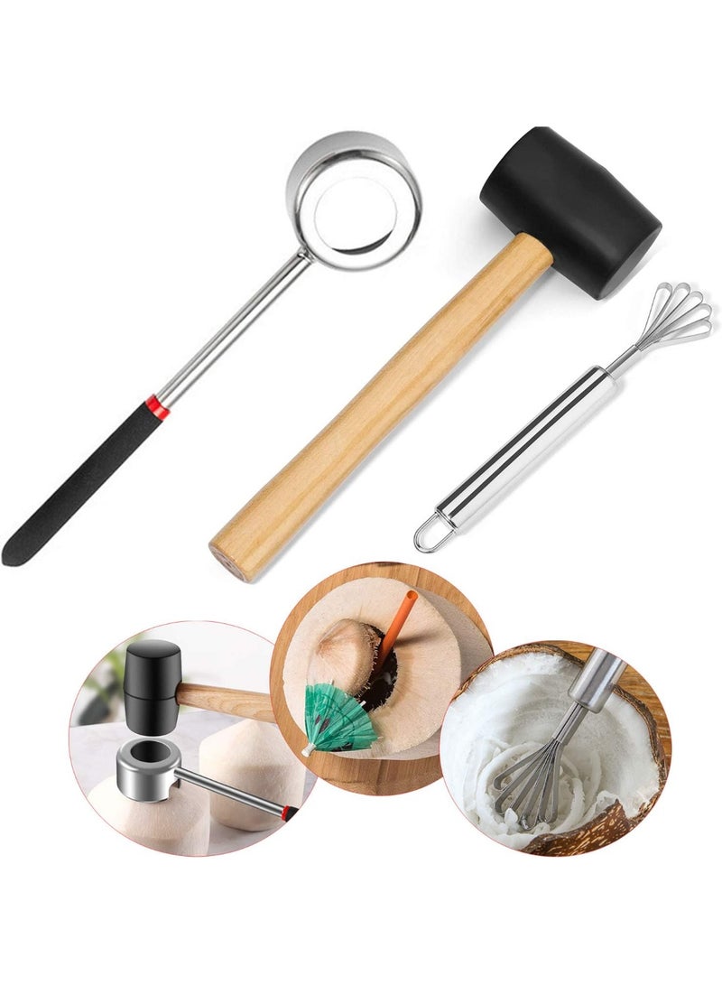 Bluejw Coconut Opener Tool Set, Food Grade Stainless Steel Coconut, Opener Coconut Breaker Kit for Coconut Young/Mature - Image 1