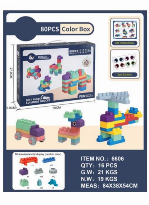80-Piece Large Construction Block Toys For Toddler Safe Playing Learning Stacking Block