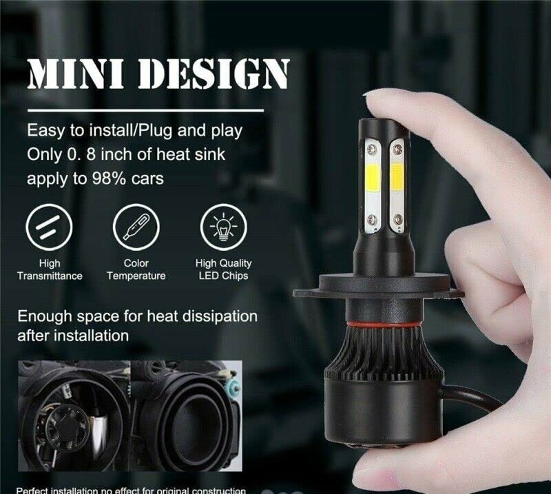 LOVMOTO Geniune H4 High/Low LED Automotive Headlight Bulbs 4 Side Auto Conversion Driving Lamp (Cool White light) (H4) - Image 3